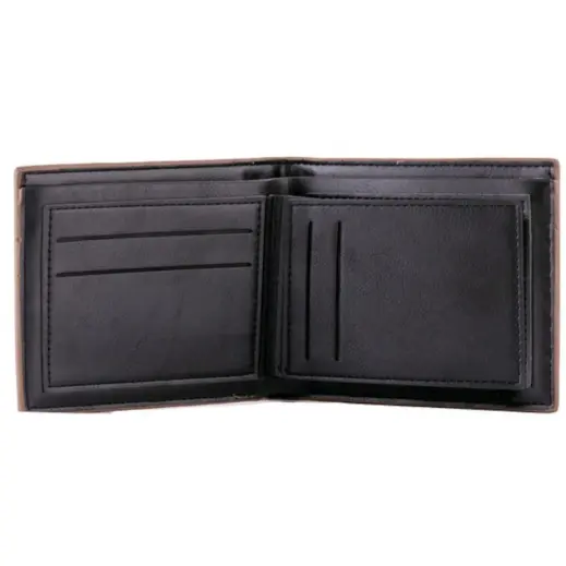 Urban Man Quinn Double Layer PU Wallet Black-Tan Open